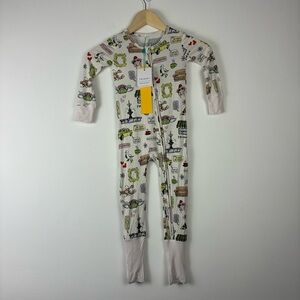 NWT Posh Peanut x FRIENDS tv show print bamboo zip up footy pajamas size 3T